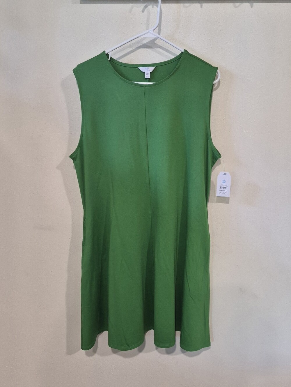 Kelly Green Classic Swing Dress Tank 'Fit & Flare' Pockets Capsule Time & Tru